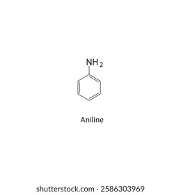 Aniline skeletal structure.Aromatic amine compound schematic illustration. Simple diagram, chemical formula.