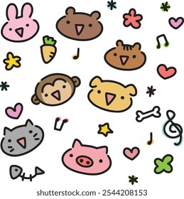 animal, abstract, art, comic, cat, dog, pig, bear, rabbit, monkey