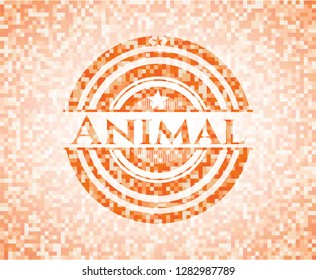 Animal abstract orange mosaic emblem