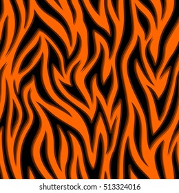 Animal abstract skin orange and black seamless pattern. Vector.