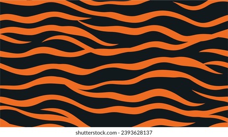 Abstraktes, tierisches Hautnahtloses Muster. Tiger Pelzhintergrund. Nahtloses Muster. Druckvorlage aus Wildleder. Vektorgrafik. Abstraktes Muster von Tigerstreifen.