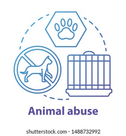 Animal Abuse And Harm Concept Icon. Zoosadism. Animal Neglect, Cruelty And Mistreatment Idea Thin Line Illustration. Pets Rights Protection, Welfare. Vector Isolated Outline Drawing