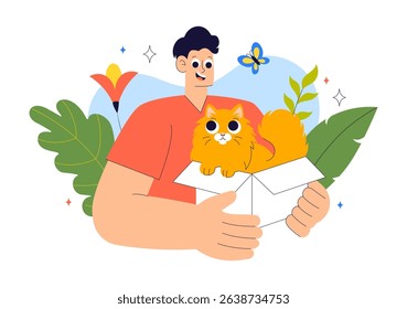Animal Adoption Agency Vector Illustration Featuring Pet Adoption from a Shelter with Cats and Dogs in a Flat Style Cartoon Background