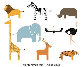 animal africa on set vector illustration.