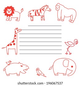 Animal of Africa paper note illustration set