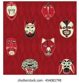 Animal African masks pattern