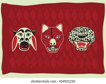 Animal African masks pattern