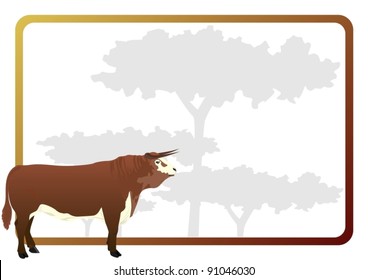 Animal against the frame with the trees