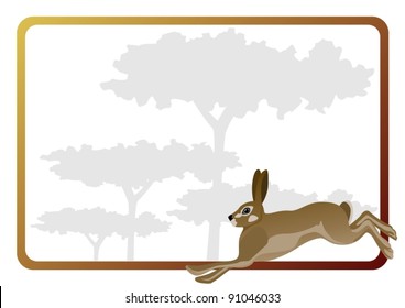 Animal against the frame with the trees