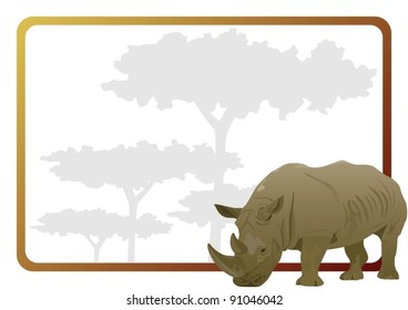 Animal against the frame with the trees