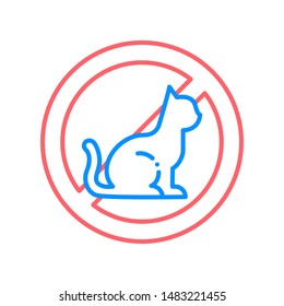 Animal allergy line color icon. Reaction to cat hair. Respiratory disease. Sign for web page, mobile app, button, logo. Vector isolated element. Editable stroke.