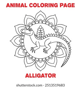 Animal Alligator Mandala Coloring Page