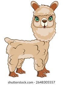 Alpaca animal sobre fundo branco é isolado