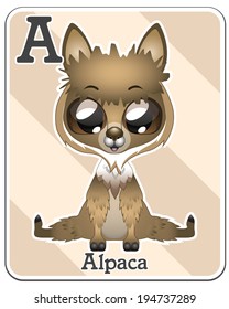 Animal alphabet card ( A is for alpaca )