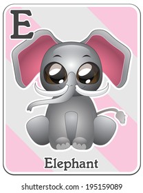 Animal alphabet card ( E is for elephant )