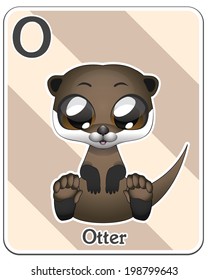 Animal alphabet card ( O is for Otter )