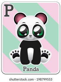 Animal alphabet card ( P is for Panda )