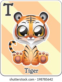 Animal alphabet card ( T is for Tiger )