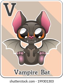 Animal Alphabet Card V Vampire Bat Stock Vector (Royalty Free ...