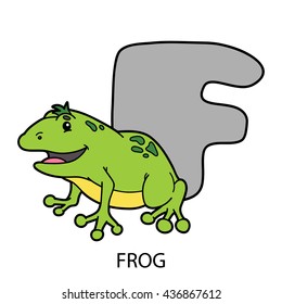 animal alphabet card. Vector illustration of educational alphabet card with cartoon animal for kids