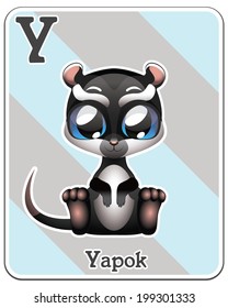 Animal alphabet card ( Y is for Yapok )