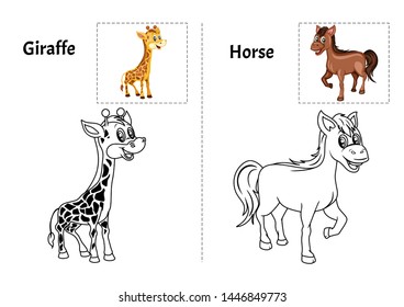 Giraffe Alphabet Animal Childrens Alphabet Coloring Stock Vector 