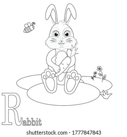 animal alphabet  coloring book vector illustration