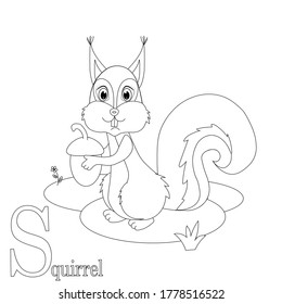 animal alphabet coloring book vector illustration	