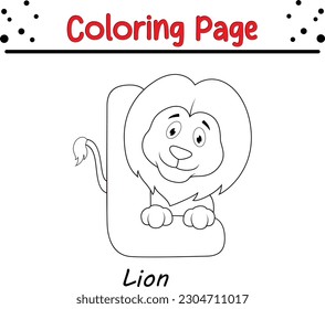 animal alphabet coloring page. Coloring Page Illustration Featuring a Lion