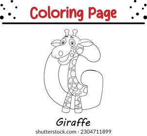 animal alphabet coloring page. Coloring Page Illustration Featuring a Giraffe