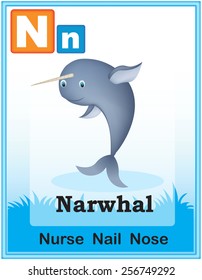 Animal alphabet with cute animals and capital and simple letters with similar words illustration. Specially for preschool children learning books.