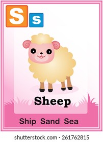 Animal alphabet with cute animals and capital and simple letters with similar words illustration. Specially for preschool children learning books.