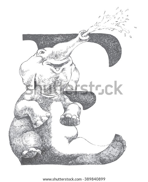 Animal Alphabet E Elephant Stock Vector (Royalty Free) 389840899