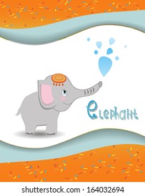 Animal alphabet elephant with a colored background