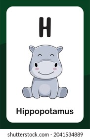 Animal Alphabet Flash Card - H for Hippopotamus