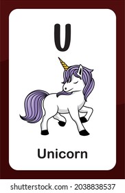 Animal Alphabet Flashcard - U for Unicorn