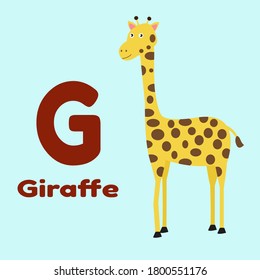 Animal Alphabet Giraffe Card Illustration Vector