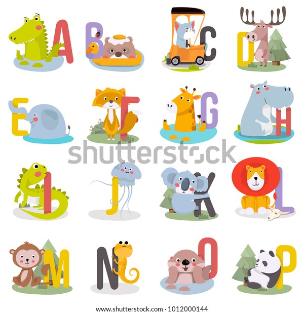 Animal Alphabet Graphic P Cute Vector Stock Vector (Royalty Free ...