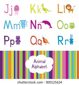 Animal alphabet, J-R letters 