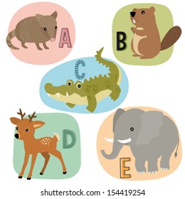 Animal alphabet for kids A-E