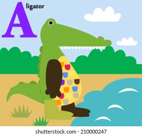 Animal alphabet for the kids: a for the Aligator 