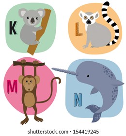 Animal alphabet for kids K-N