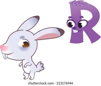 Cute Animal Cartoon Alphabet Letter R Stock Vector (royalty Free 