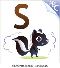 Animal alphabet for the kids: S for the Skunk