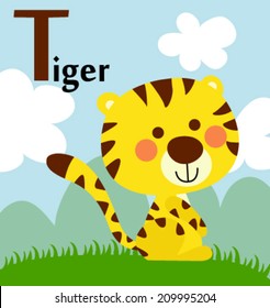 Animal alphabet for the kids: T for the Tiger