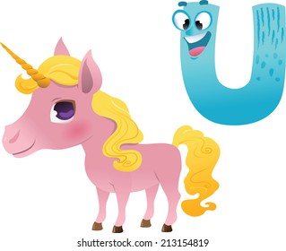 Animal alphabet for the kids: U for the Unicorn