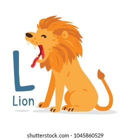 animal alphabet - L for Lion.
relaxed big and cute lion yawns.
100% vector 