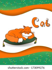 Animal alphabet letter C and cat with a colored background