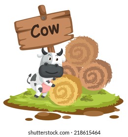 animal alphabet letter C for cow illustration vector