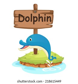 animal alphabet letter D for dolphin illustration vector